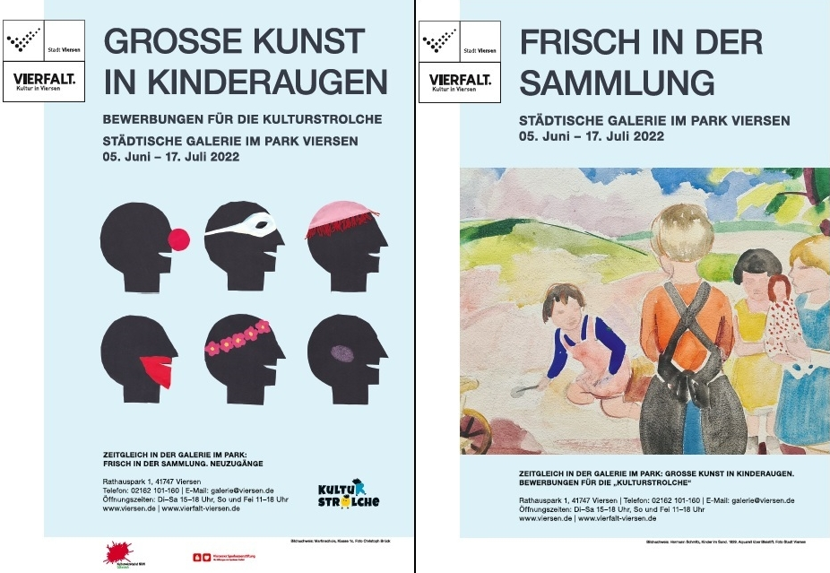 Plakate für die beiden aktuellen Ausstellungen in der Städtischen Galerie im Park