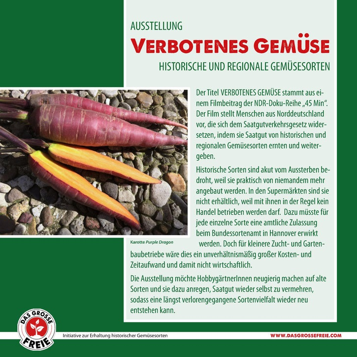 Informationstafel zur Wanderausstellung „Verbotenes Gemüse“