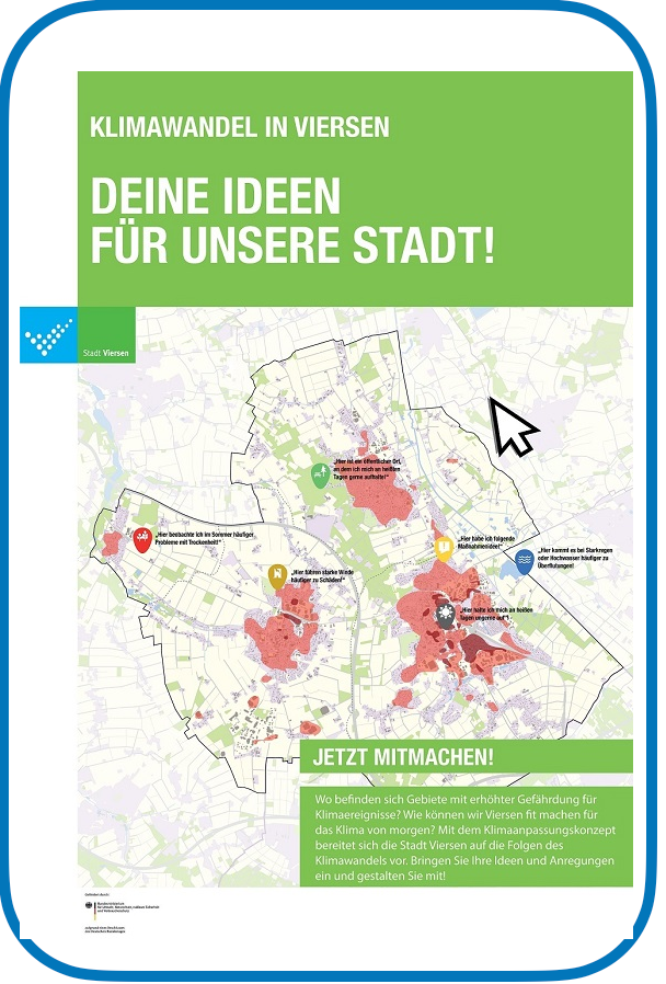 Werbeplakat für die Aktion „Deine Ideen für unsere Stadt!“ - mit hinterlegtem Link auf die städtische Webseite