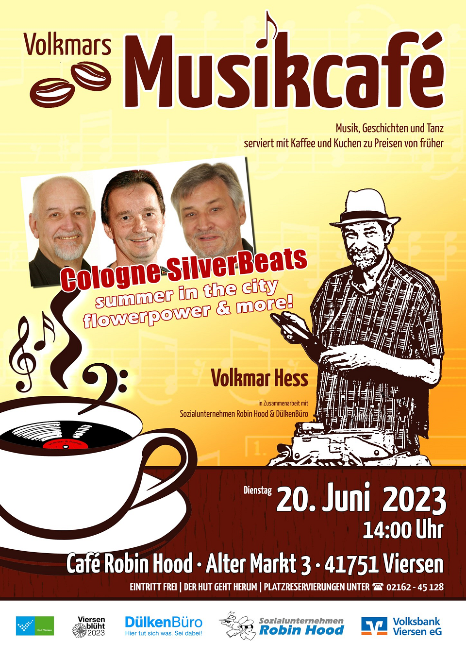 Werbeplakat für Volkmars Musikcafé