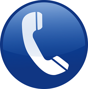 Symbolbild weißer Telefonhörer auf blauem Hintergrund