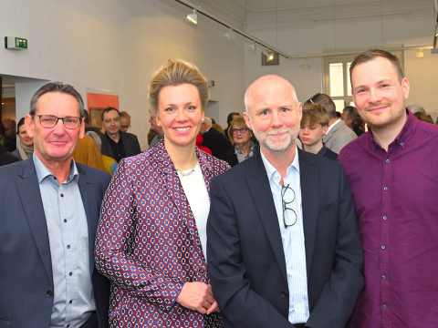 Michael Lambertz (2. stellvertretender Bürgermeister), Ina Brandes (NRW-Kulturministerin), Felix Krämer, Jakob Schwerdtfeger. (Foto: Stadt Viersen)